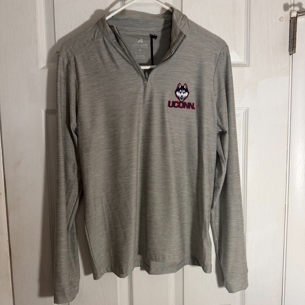 UConn Huskies Quarter Zip Pullover Women's Medium Gray Long Sleeve Athletic Top